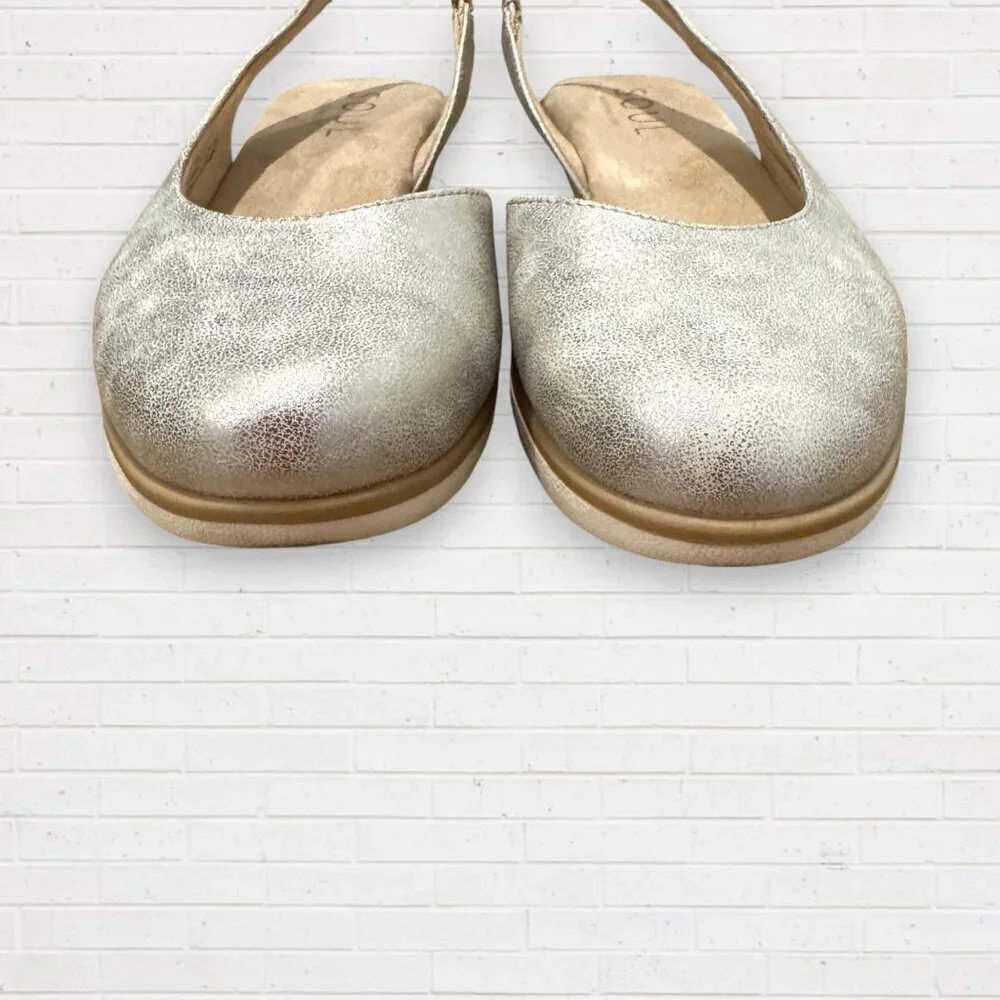 NATURALIZER Soul Idea Dorsey Metallic Slingback Ballet Comfort Flats Women's 9